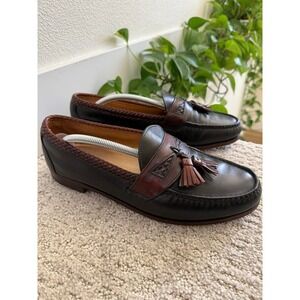 Allen Edmonds MAXFIELD Tassel Loafers Men 11 EEE WIDE BLACK BROWN LEATHER WOVEN